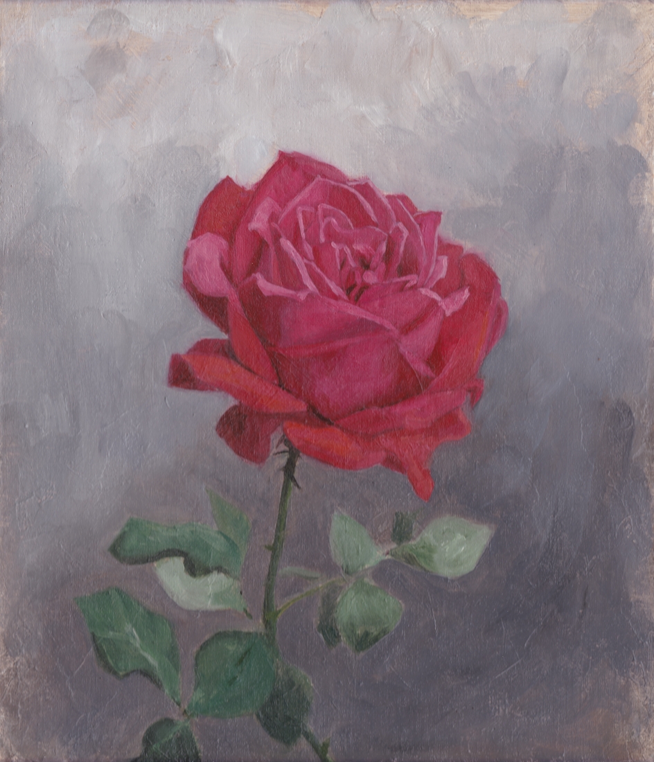 oil painting of a rose